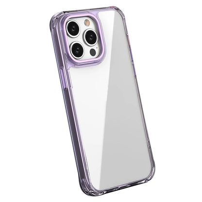 For iPhone 15 Pro Max Clear Case Anti-Drop PC+TPU Hybrid Phone Shell Purple
