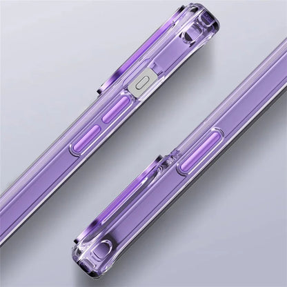 For iPhone 15 Pro Max Clear Case Anti-Drop PC+TPU Hybrid Phone Shell Purple