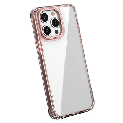 For iPhone 15 Pro Max Clear Case Anti-Drop PC+TPU Hybrid Phone Shell Pink