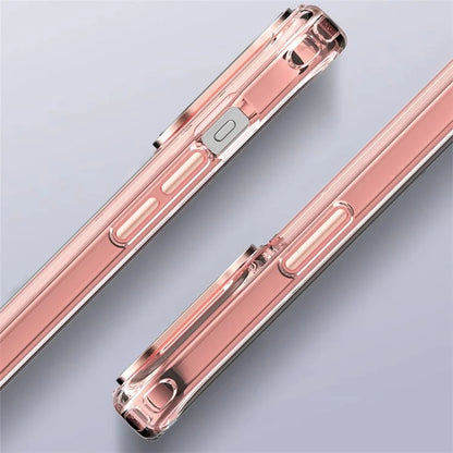 For iPhone 15 Pro Max Clear Case Anti-Drop PC+TPU Hybrid Phone Shell Pink
