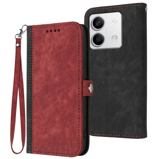 YX0020 For Xiaomi Redmi Note 13 4G Case PU Leather Stand Card Slots Phone Cover with Wrist Strap