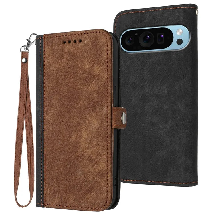YX0020 For Google Pixel 9 Wallet Case PU Leather Flip Phone Cover with Strap