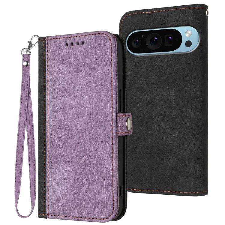 YX0020 For Google Pixel 9 Pro Protective Case PU Leather Wallet Phone Cover with Strap