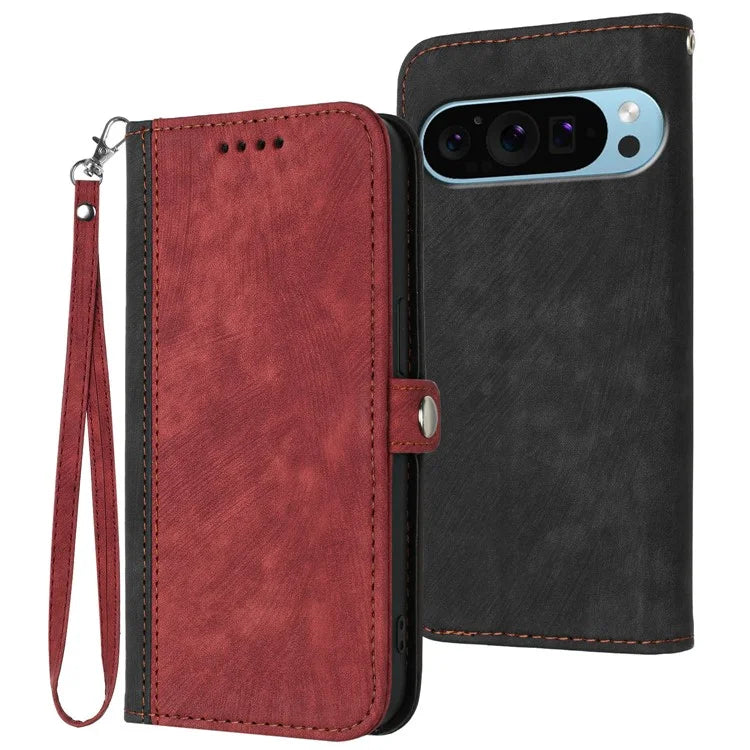 YX0020 For Google Pixel 9 Pro Protective Case PU Leather Wallet Phone Cover with Strap