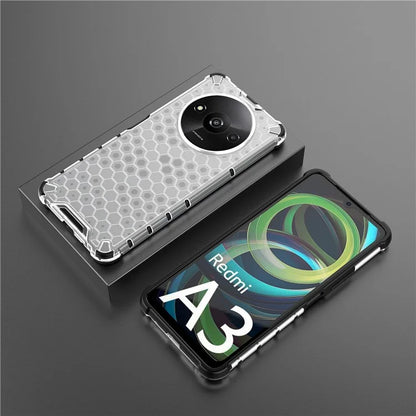 For Xiaomi Redmi A3 Cell Phone Cases Honeycomb Design TPU+PC Anti-scratch Cover