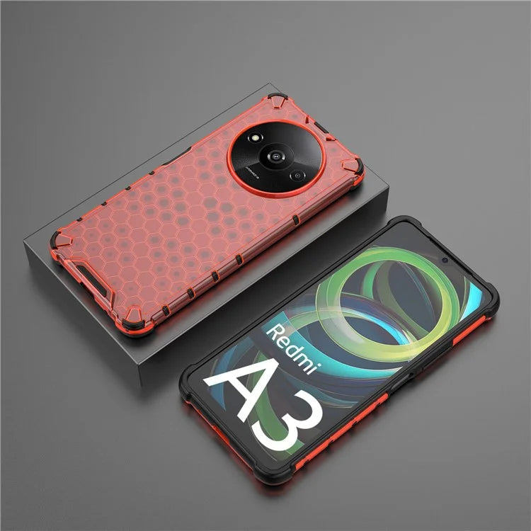 For Xiaomi Redmi A3 Cell Phone Cases Honeycomb Design TPU+PC Anti-scratch Cover