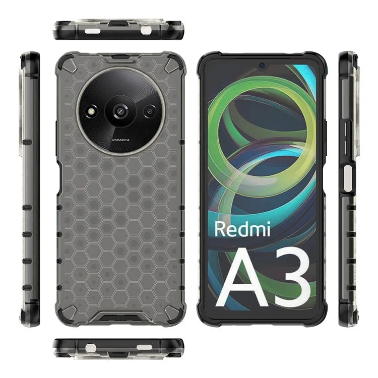 For Xiaomi Redmi A3 Cell Phone Cases Honeycomb Design TPU+PC Anti-scratch Cover