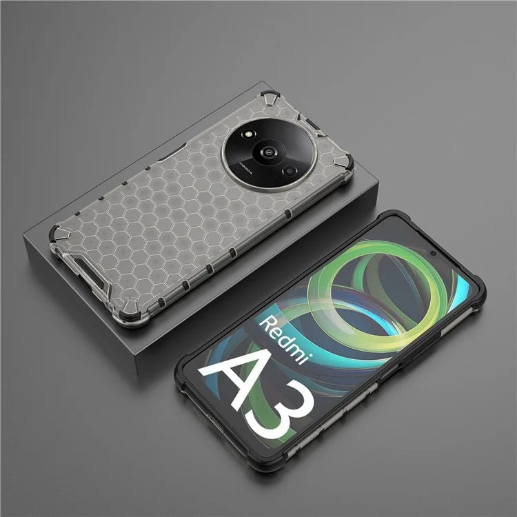 For Xiaomi Redmi A3 Cell Phone Cases Honeycomb Design TPU+PC Anti-scratch Cover