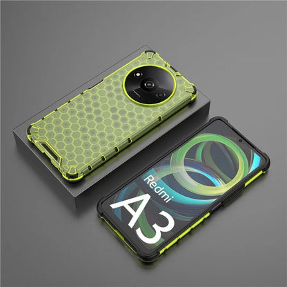 For Xiaomi Redmi A3 Cell Phone Cases Honeycomb Design TPU+PC Anti-scratch Cover