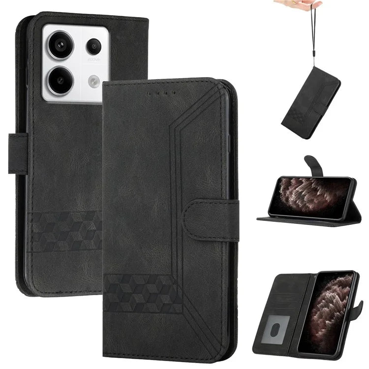 YX0010 Series for Xiaomi Redmi Note 13 Pro 4G / Poco M6 Pro 4G Cell Phone Case PU Leather Folding Stand Cover