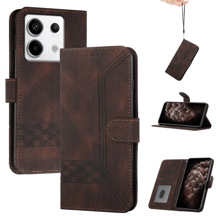 YX0010 Series for Xiaomi Redmi Note 13 Pro 4G / Poco M6 Pro 4G Cell Phone Case PU Leather Folding Stand Cover
