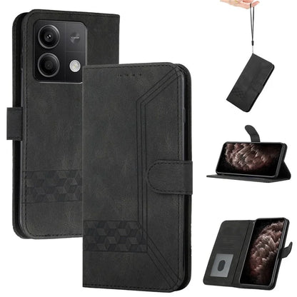 YX0010 Series for Xiaomi Redmi Note 13 5G Case Imprinted Leather Card Slots Phone Cover with Hand Strap