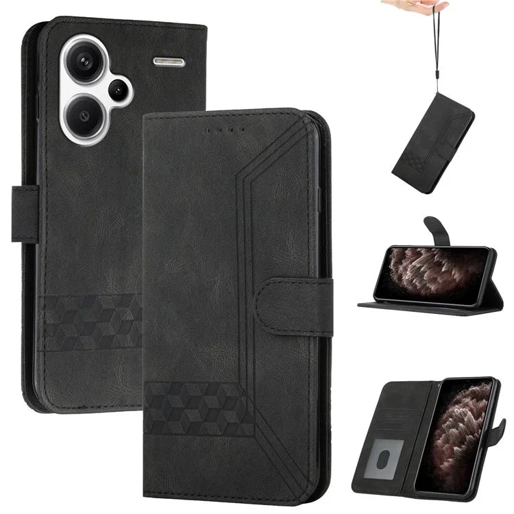 YX0010 Series For Xiaomi Redmi Note 13 Pro+ 5G Imprinted Cell Phone Wallet Cover Stand PU Leather Case
