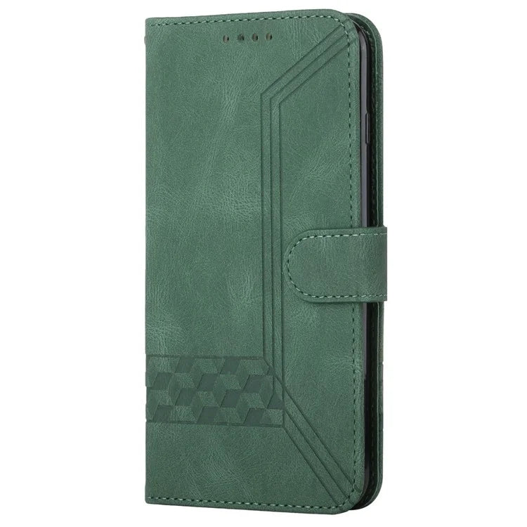YX0010 Series For Xiaomi Redmi Note 13 Pro+ 5G Imprinted Cell Phone Wallet Cover Stand PU Leather Caseish Green