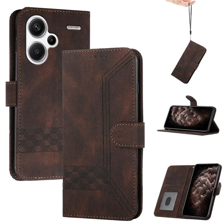 YX0010 Series For Xiaomi Redmi Note 13 Pro+ 5G Imprinted Cell Phone Wallet Cover Stand PU Leather Case