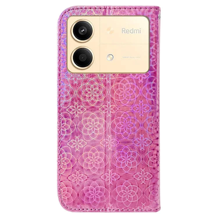 For Xiaomi Redmi Note 13R Pro 5G PU Leather Phone Case Dazzling Flower Pattern Mobile Phone Cover
