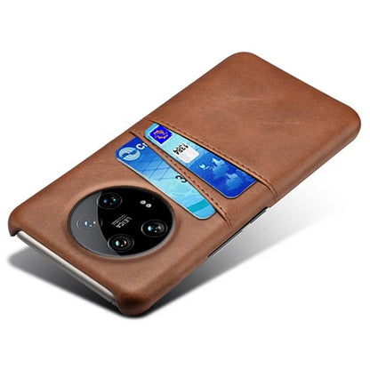 For Xiaomi 14 Ultra Mobile Phone Case PU Leather Coated PC Cover with 2 Card Slots