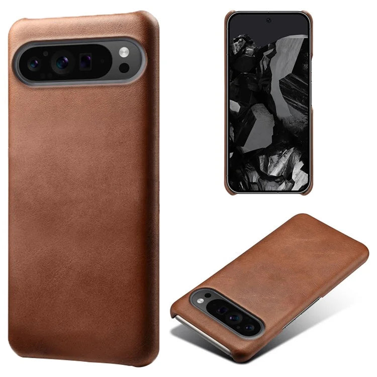For Google Pixel 9 Pro Calf Texture Case PU Leather+PC Mobile Phone Cover