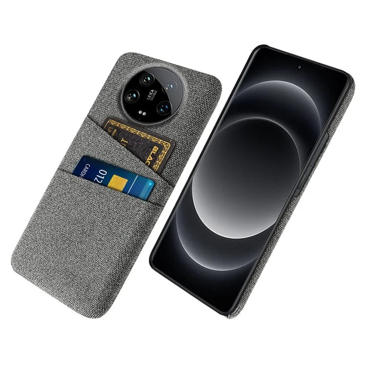For Xiaomi 14 Ultra Case Cloth Texture Hard PC Phone Cover with Dual Card Slots