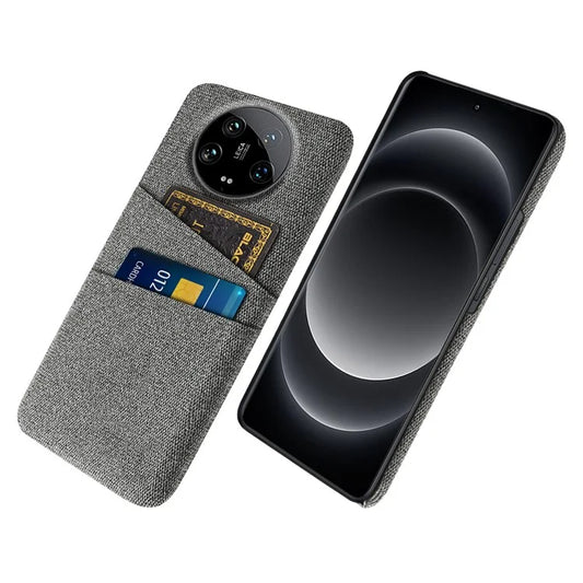 For Xiaomi 14 Ultra Case Cloth Texture Hard PC Phone Cover with Dual Card Slots
