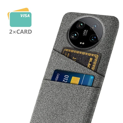 For Xiaomi 14 Ultra Case Cloth Texture Hard PC Phone Cover with Dual Card Slots