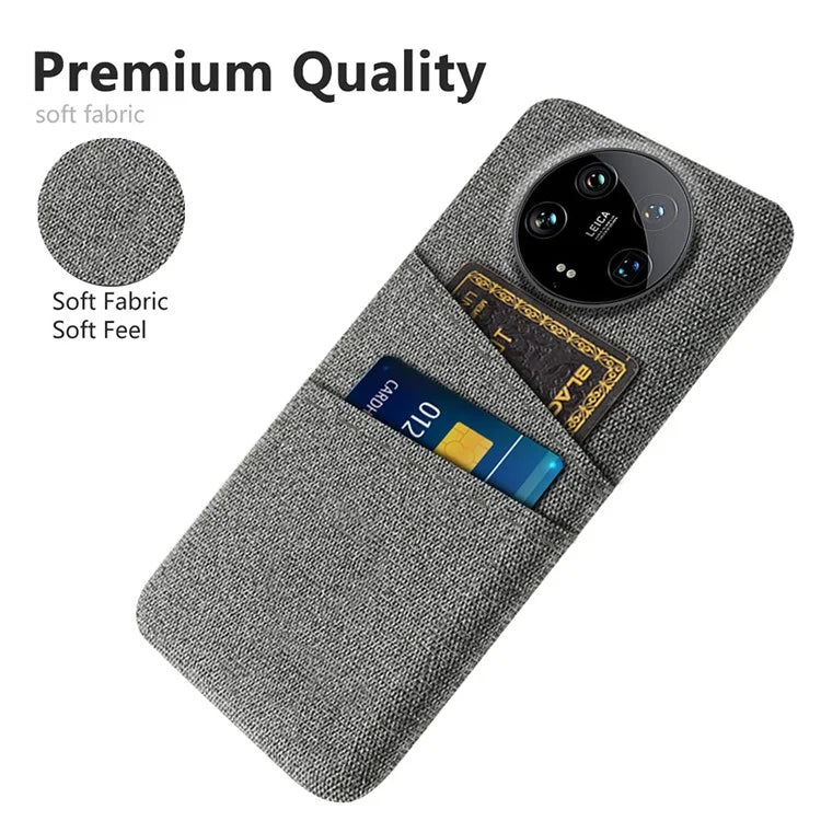 For Xiaomi 14 Ultra Case Cloth Texture Hard PC Phone Cover with Dual Card Slots
