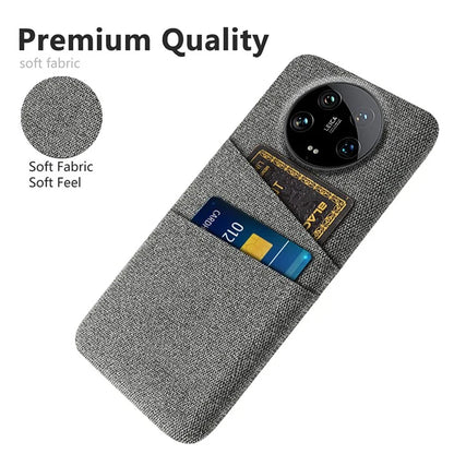 For Xiaomi 14 Ultra Case Cloth Texture Hard PC Phone Cover with Dual Card Slots