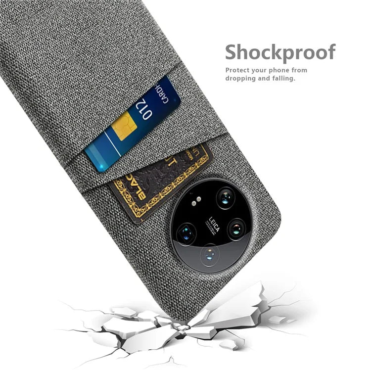 For Xiaomi 14 Ultra Case Cloth Texture Hard PC Phone Cover with Dual Card Slots