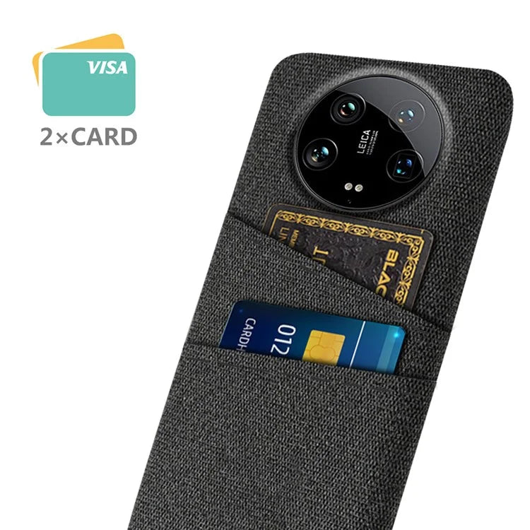For Xiaomi 14 Ultra Case Cloth Texture Hard PC Phone Cover with Dual Card Slots