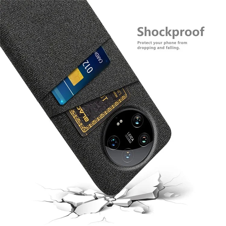 For Xiaomi 14 Ultra Case Cloth Texture Hard PC Phone Cover with Dual Card Slots
