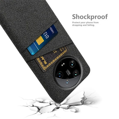 For Xiaomi 14 Ultra Case Cloth Texture Hard PC Phone Cover with Dual Card Slots