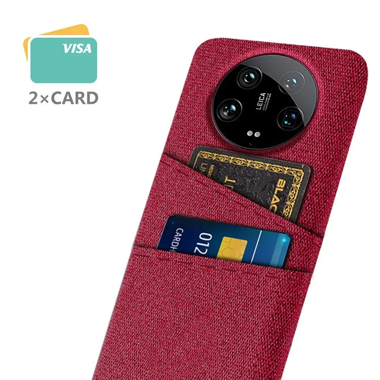 For Xiaomi 14 Ultra Case Cloth Texture Hard PC Phone Cover with Dual Card Slots