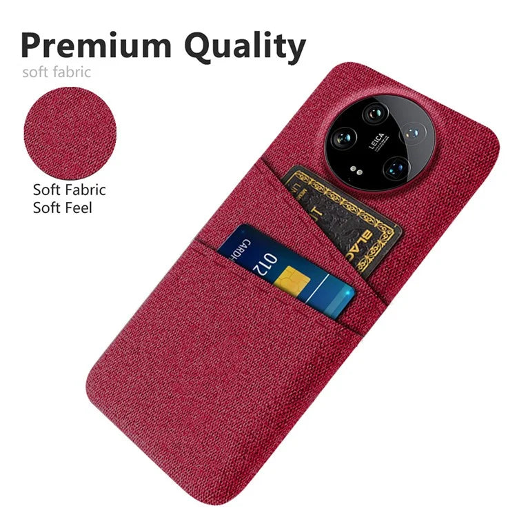 For Xiaomi 14 Ultra Case Cloth Texture Hard PC Phone Cover with Dual Card Slots