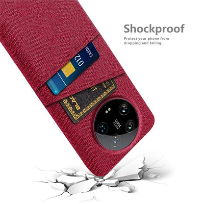 For Xiaomi 14 Ultra Case Cloth Texture Hard PC Phone Cover with Dual Card Slots
