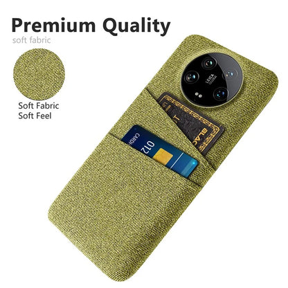 For Xiaomi 14 Ultra Case Cloth Texture Hard PC Phone Cover with Dual Card Slots