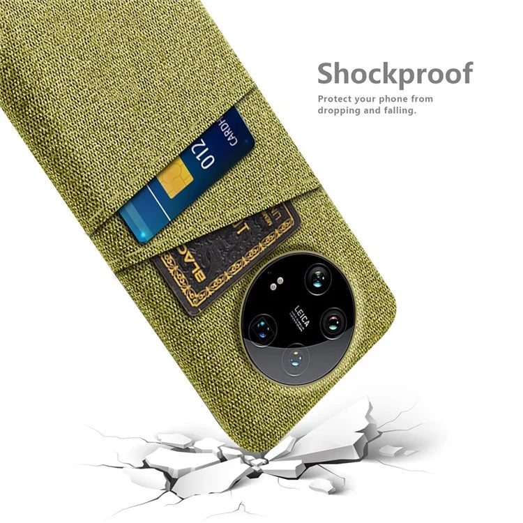 For Xiaomi 14 Ultra Case Cloth Texture Hard PC Phone Cover with Dual Card Slots