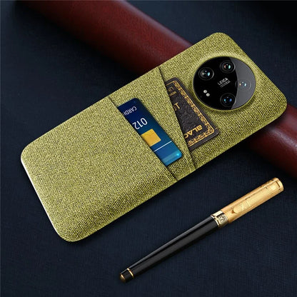 For Xiaomi 14 Ultra Case Cloth Texture Hard PC Phone Cover with Dual Card Slots