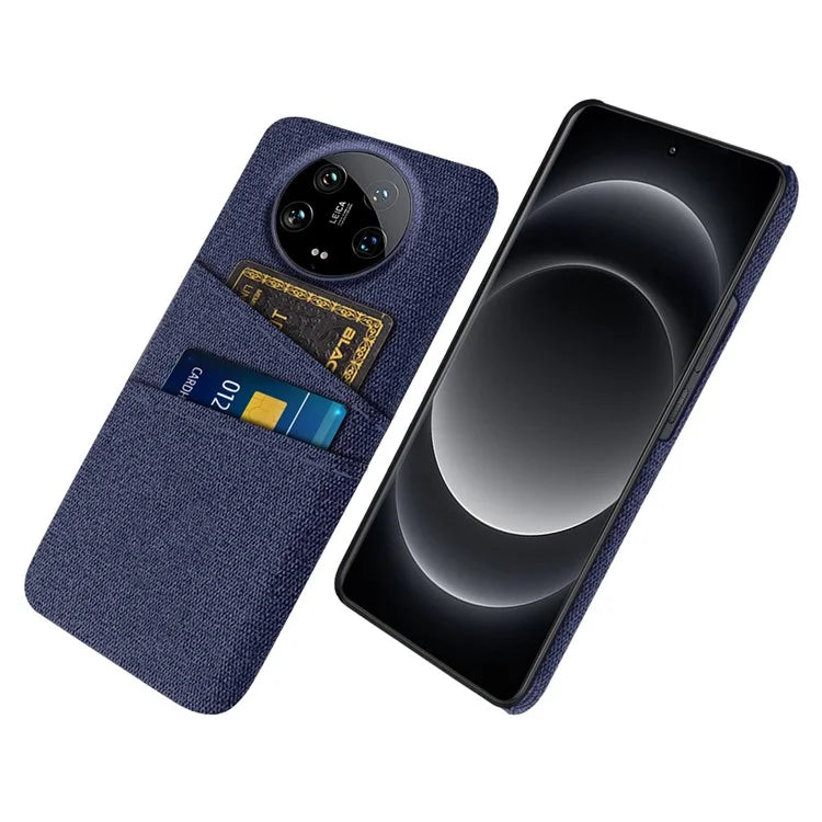 For Xiaomi 14 Ultra Case Cloth Texture Hard PC Phone Cover with Dual Card Slots