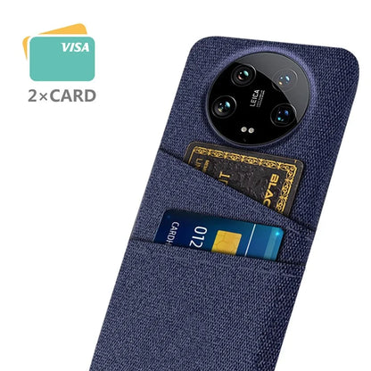 For Xiaomi 14 Ultra Case Cloth Texture Hard PC Phone Cover with Dual Card Slots
