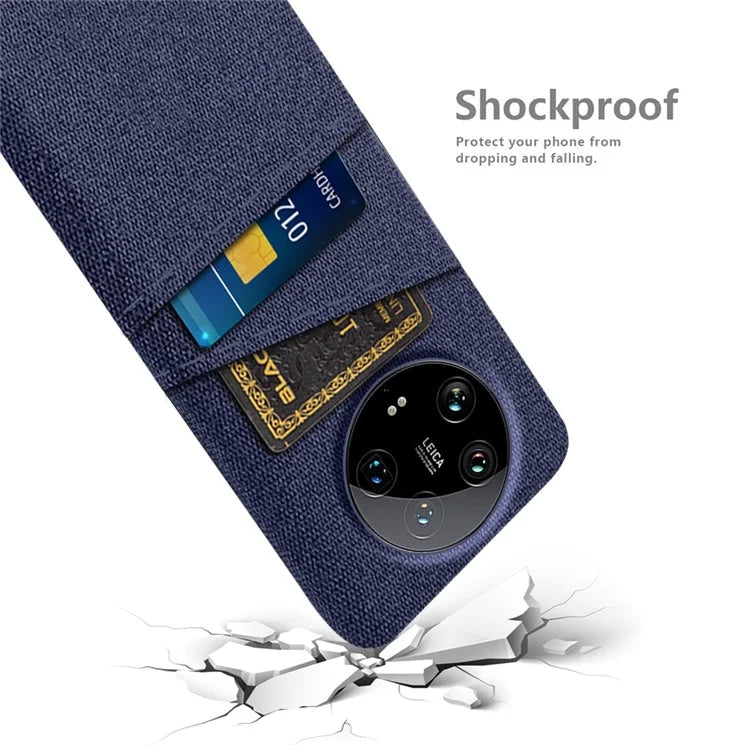 For Xiaomi 14 Ultra Case Cloth Texture Hard PC Phone Cover with Dual Card Slots