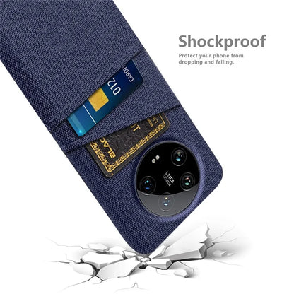For Xiaomi 14 Ultra Case Cloth Texture Hard PC Phone Cover with Dual Card Slots