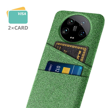 For Xiaomi 14 Ultra Case Cloth Texture Hard PC Phone Cover with Dual Card Slots