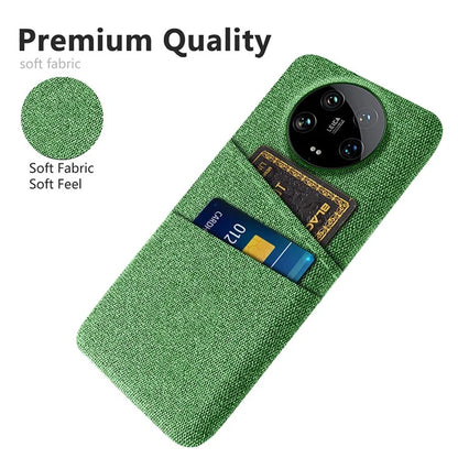 For Xiaomi 14 Ultra Case Cloth Texture Hard PC Phone Cover with Dual Card Slots