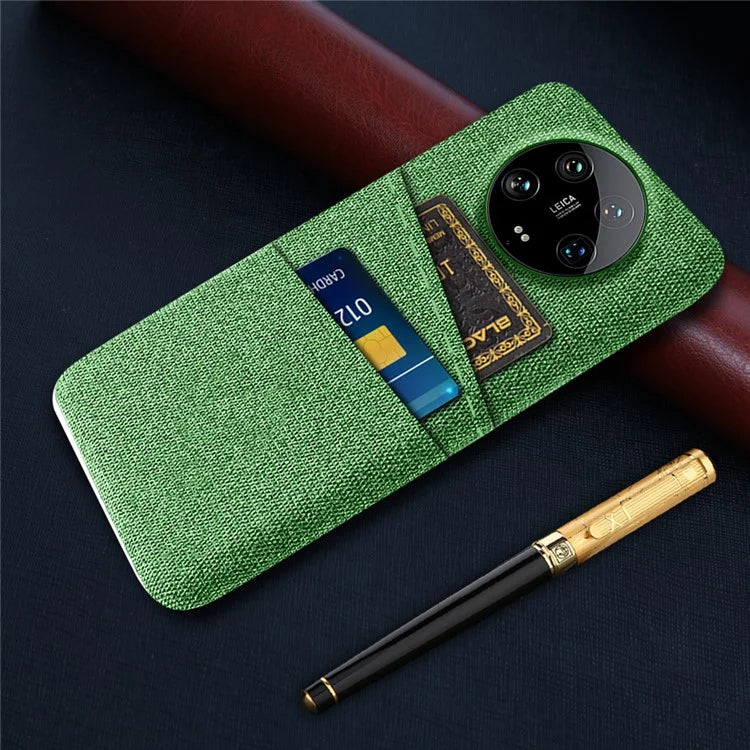 For Xiaomi 14 Ultra Case Cloth Texture Hard PC Phone Cover with Dual Card Slots