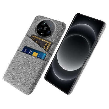For Xiaomi 14 Ultra Case Cloth Texture Hard PC Phone Cover with Dual Card Slots