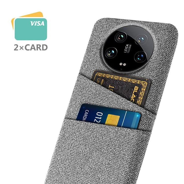 For Xiaomi 14 Ultra Case Cloth Texture Hard PC Phone Cover with Dual Card Slots