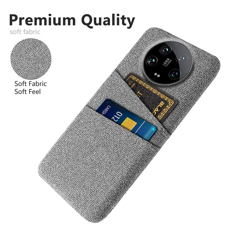 For Xiaomi 14 Ultra Case Cloth Texture Hard PC Phone Cover with Dual Card Slots