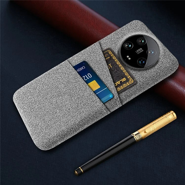 For Xiaomi 14 Ultra Case Cloth Texture Hard PC Phone Cover with Dual Card Slots