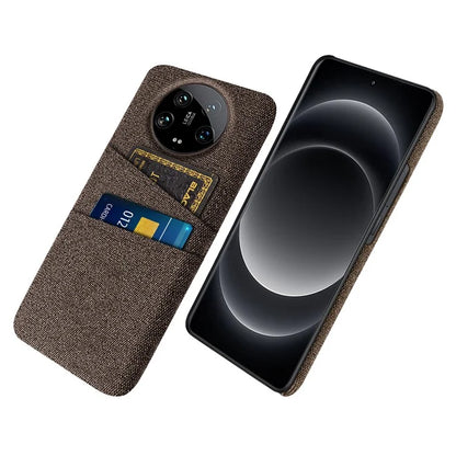 For Xiaomi 14 Ultra Case Cloth Texture Hard PC Phone Cover with Dual Card Slots