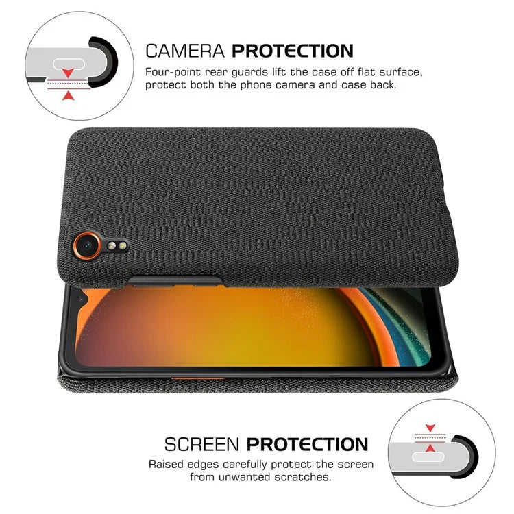 For Samsung Galaxy Xcover 7 Case Fabric Cloth Texture Solid Color Design Back Phone Cover